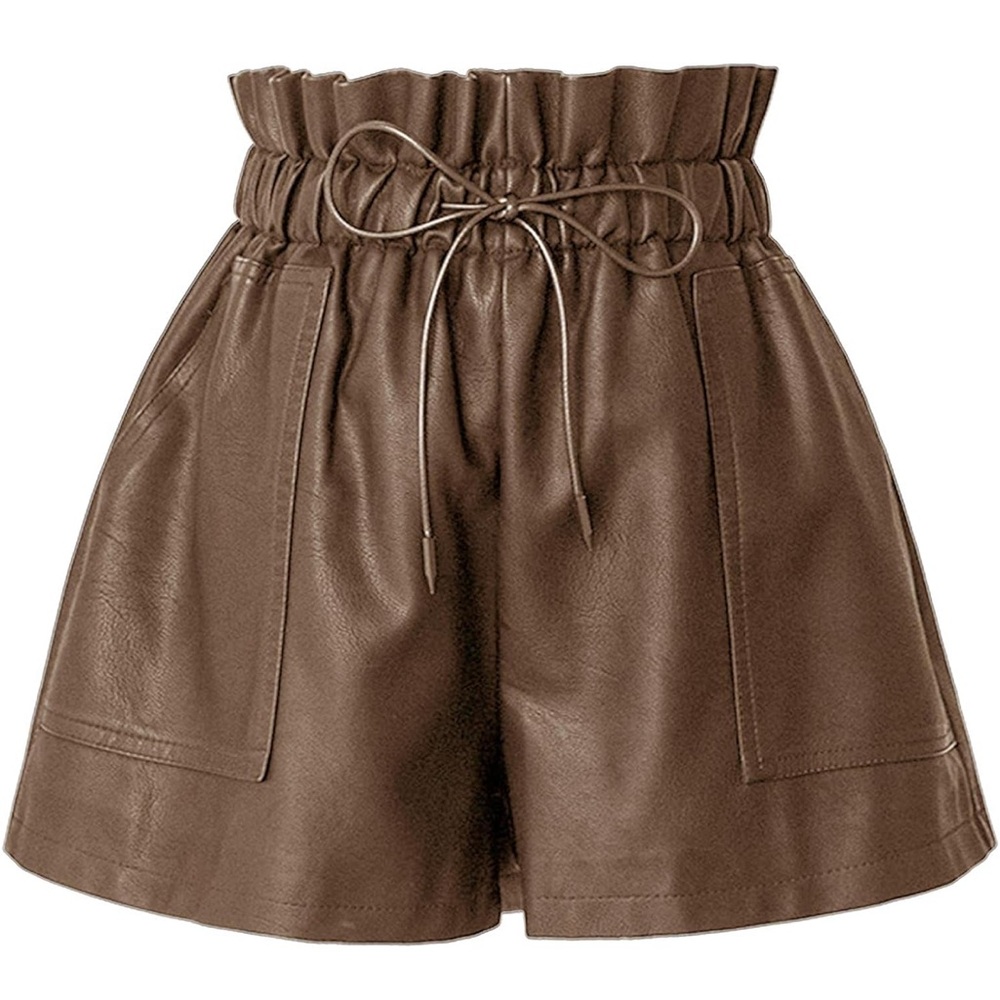 Brown Faux Leather Shorts
